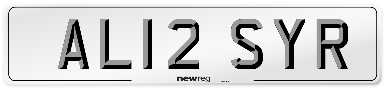 AL12 SYR Number Plate from New Reg